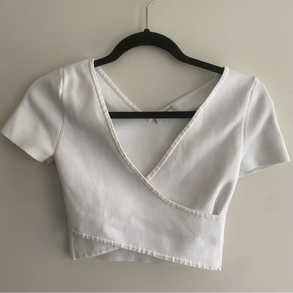 Aritzia Tops - Aritzia White Wrap Crop Top